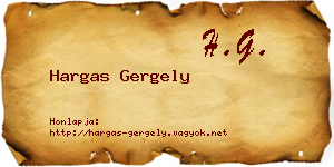 Hargas Gergely névjegykártya